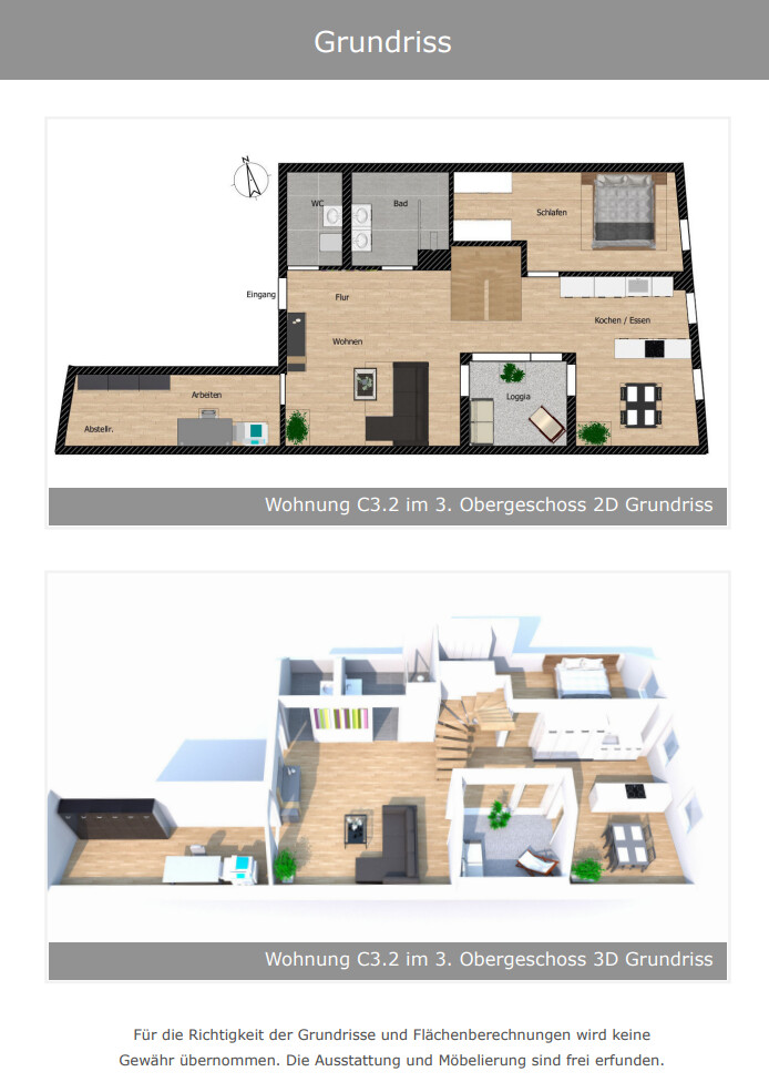 Grundriss Wohnung C3.2. im 3.OG
